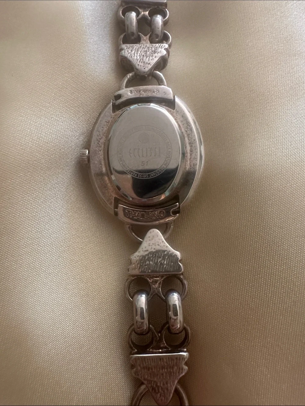 Silver-Tone Oval Dial Bracelet Watch for Women